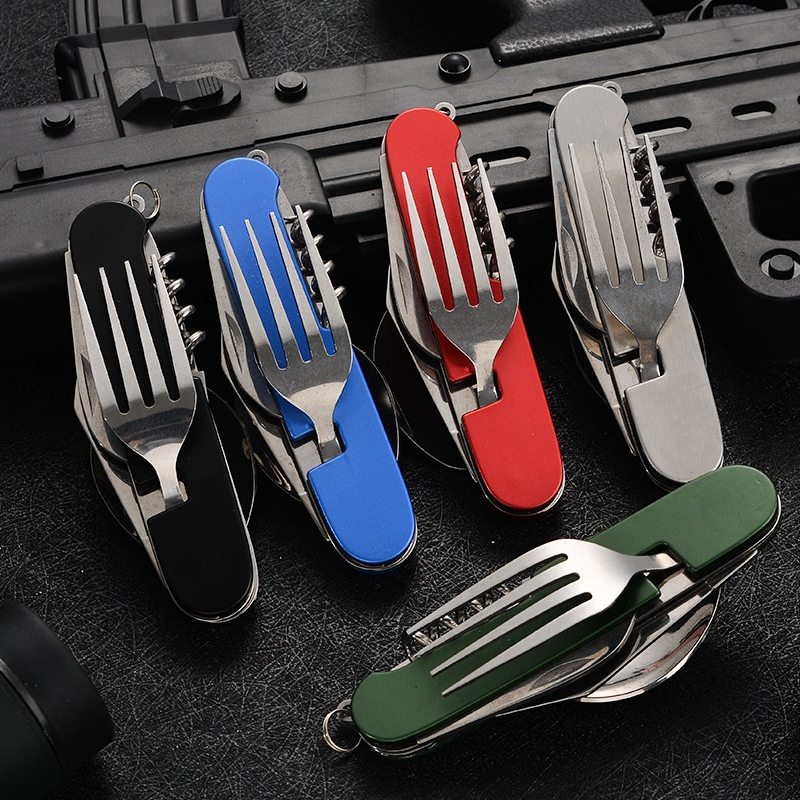 Camping Cooking Knife - 4 in 1 Folding Tableware Detachable