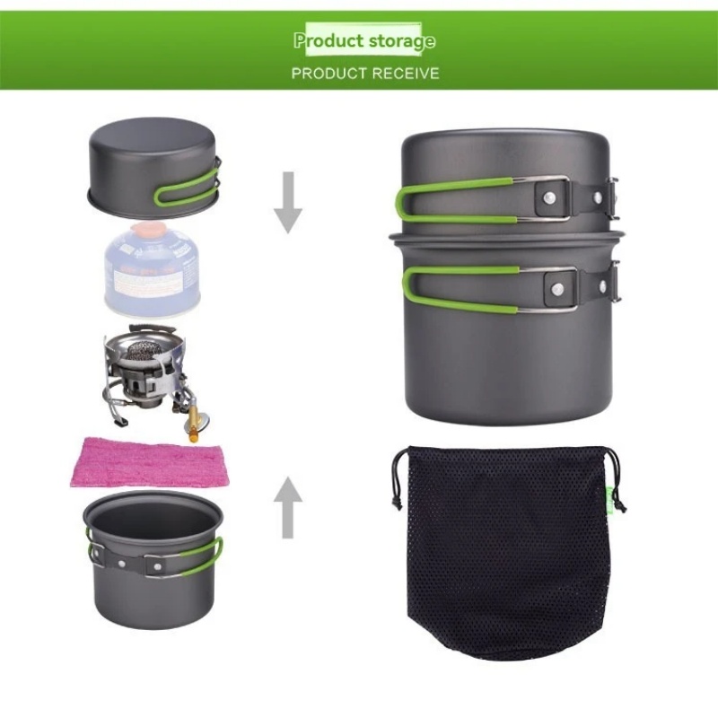Camping Cooking Pot Set - BRS-T15A Camping Cookware Mess Kit Ultralight