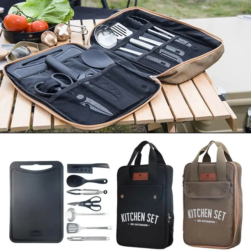 Camping Cooking Pots And Pans - 8pcs Camping Kitchen Cookware Set Portable