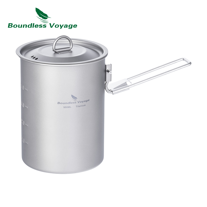 Camping Cooking Tray - Boundless Voyage 900ml Titanium Pot Cup