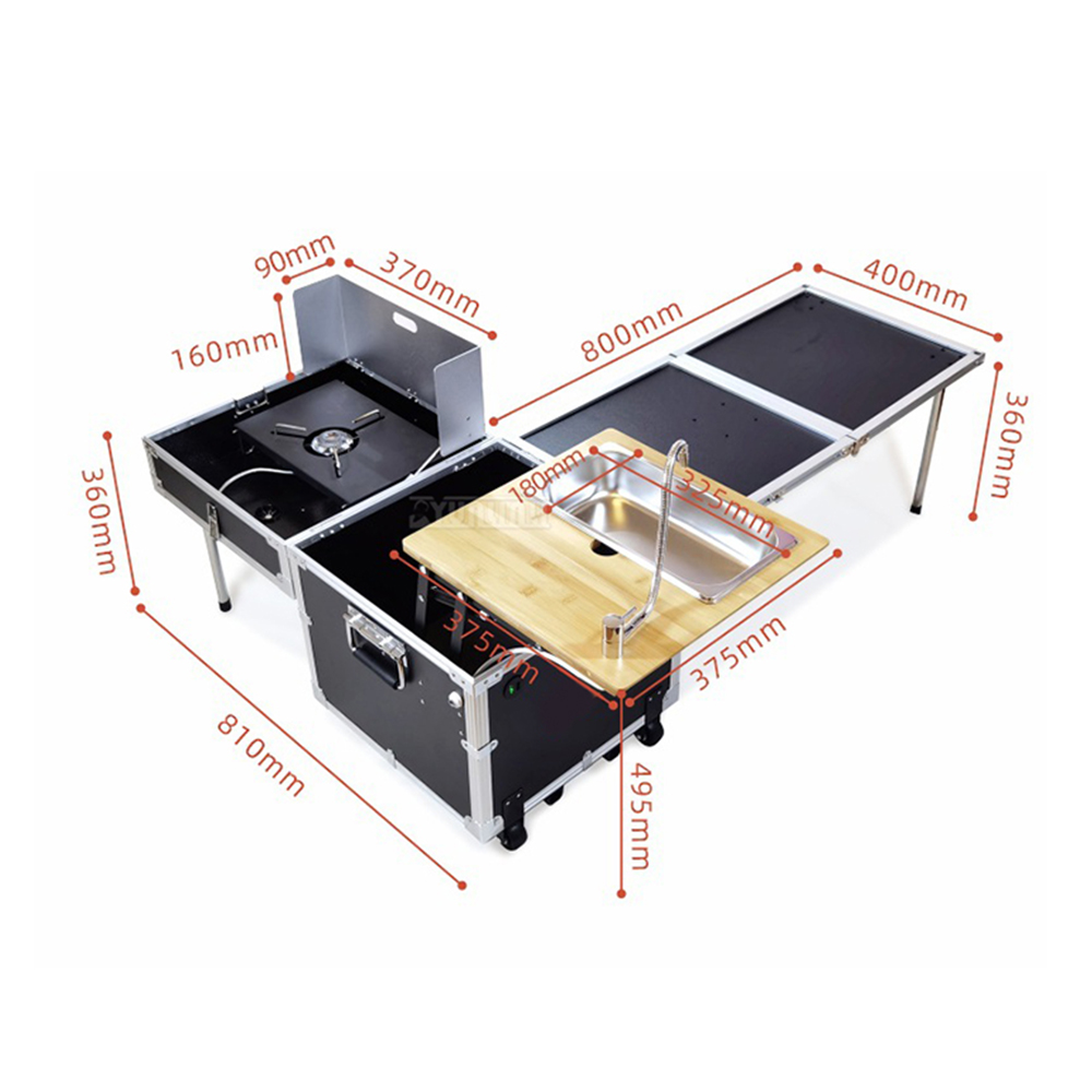 Camping Cooking Table With Storage - Outdoor movable kitchen Cooking box Storage