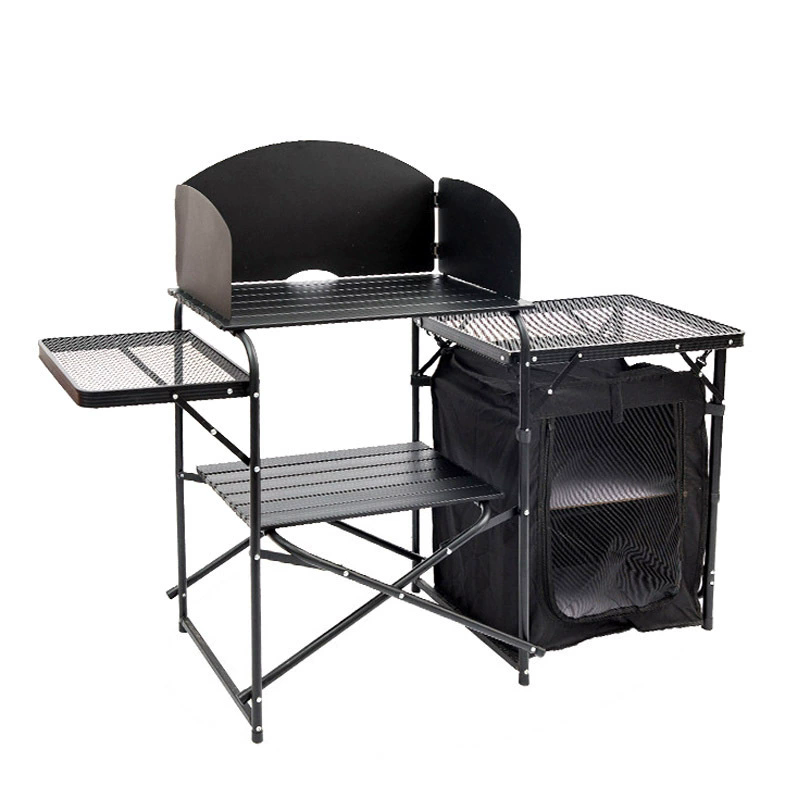 Camping Cooking Table With Storage - Outdoor Camping Folding Table, Aluminum Alloy