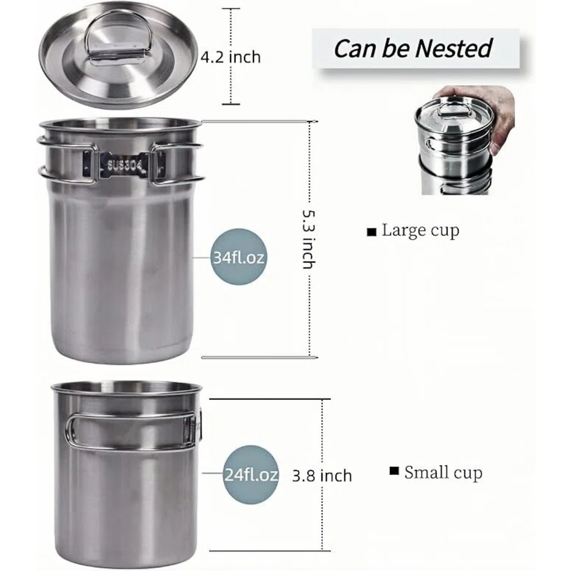 Foldable Camping Cups Mugs Cam - Camping Cooking Pot Set 评论和价格