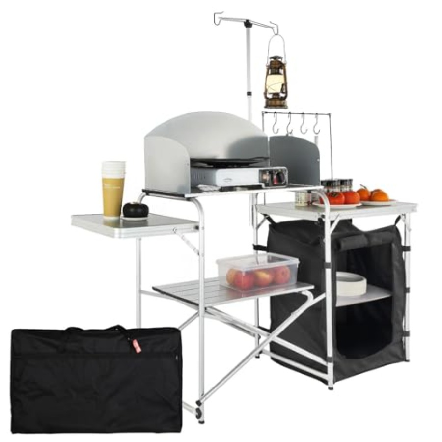 Camping Kitchen Table, Folding - Camping Cooking Table With Storage 评论和价格