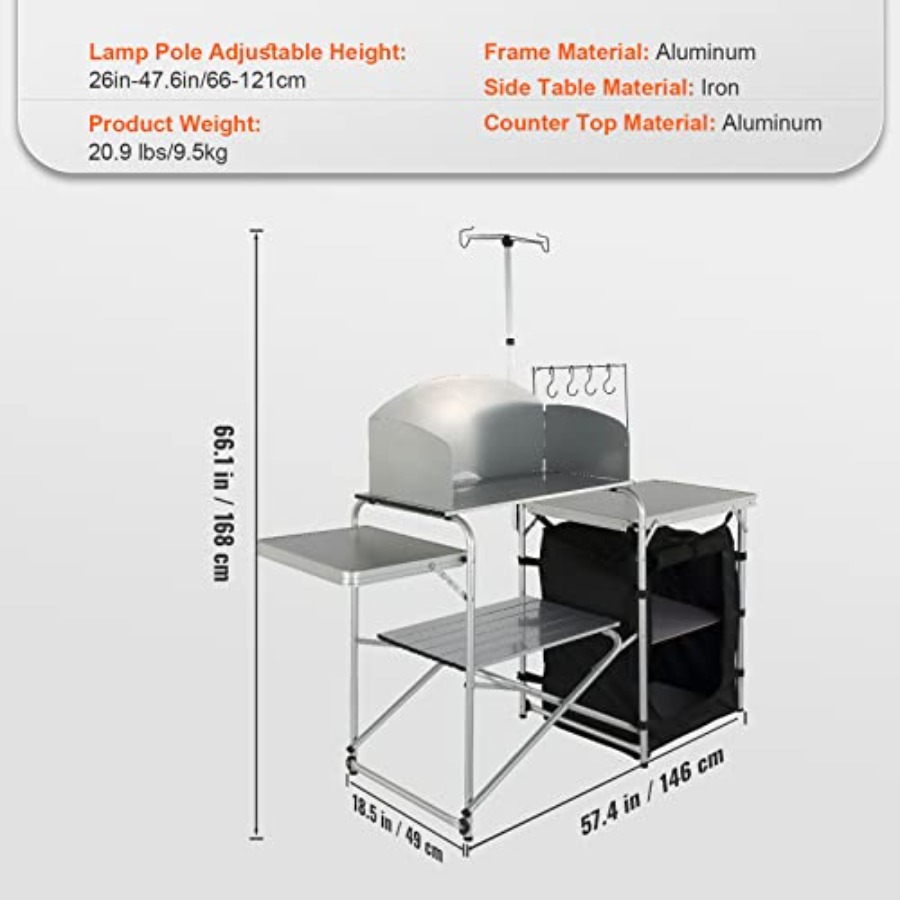 Camping Kitchen Table, Folding - Camping Cooking Table With Storage 评论和价格