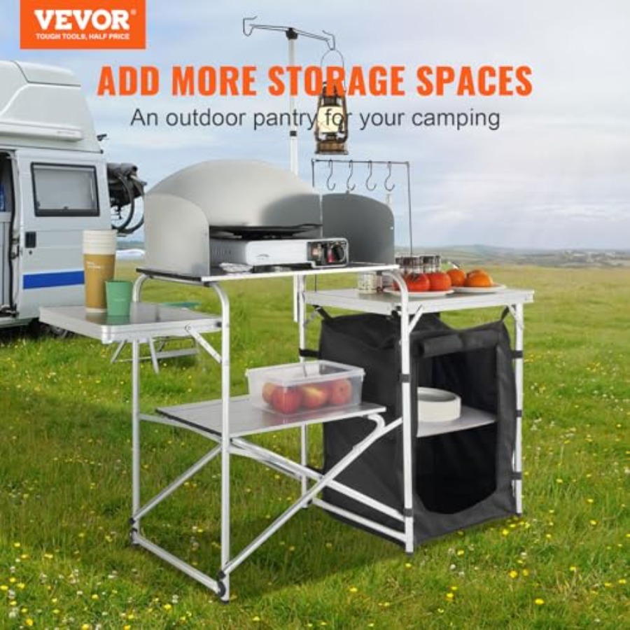 Camping Kitchen Table, Folding - Camping Cooking Table With Storage 评论和价格