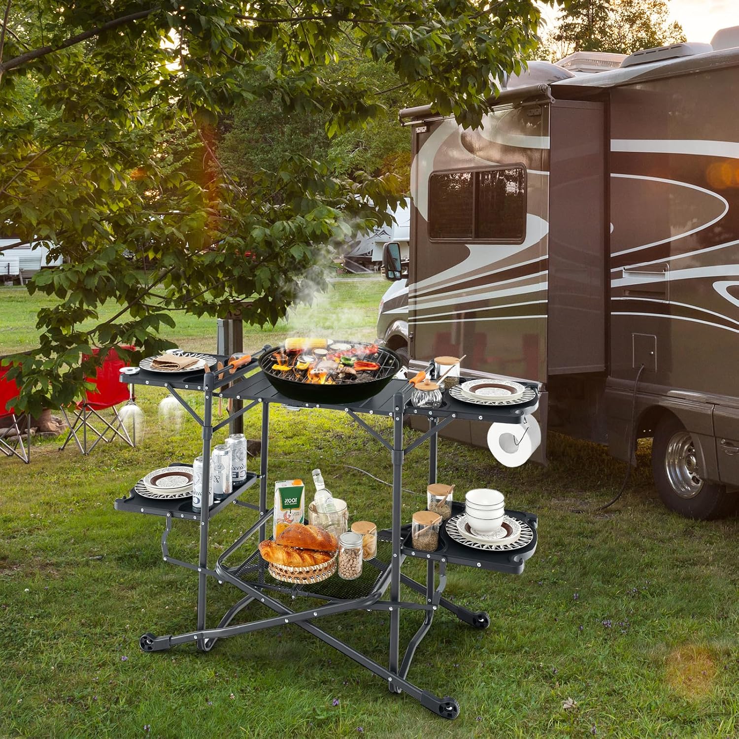 Portable Camp Cooking Table wi - Camping Cooking Table With Storage 评论和价格