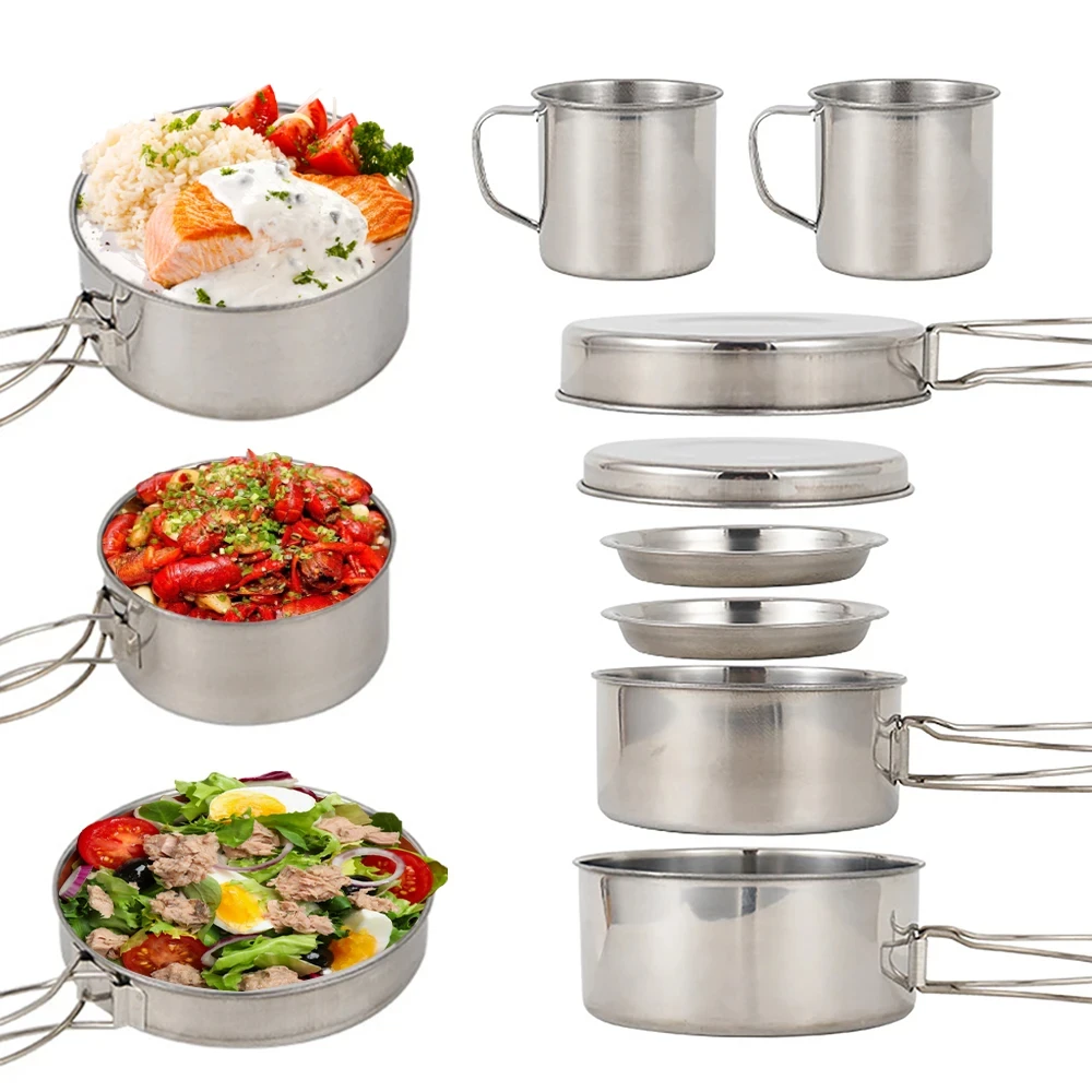8pcs/Set Camping Cookware Mess - Camping Cooking Rice 评论和价格