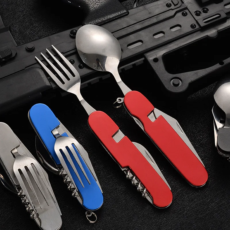 4 in 1 Folding Tableware Detac - Camping Cooking Knife 评论和价格