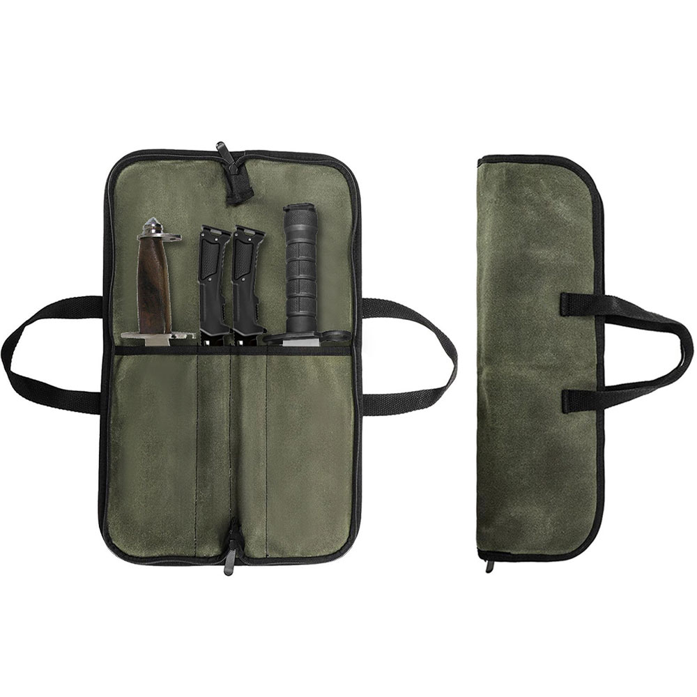 Waxed Canvas Knife Roll Bag Mu - Camping Cooking Knife 评论和价格