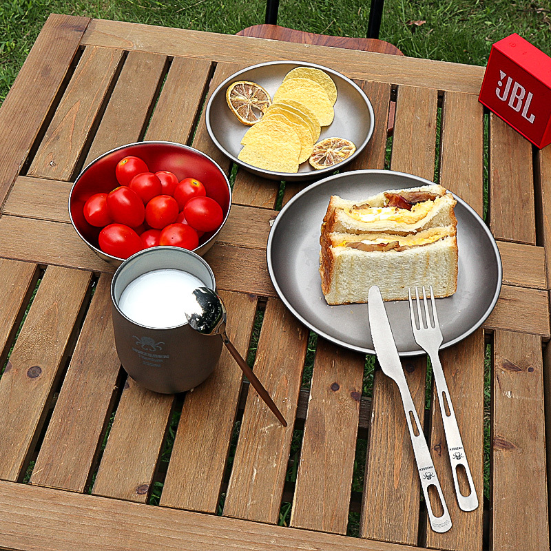 Pure Titanium Cutlery Dining P - Camping Cooking Tray 评论和价格