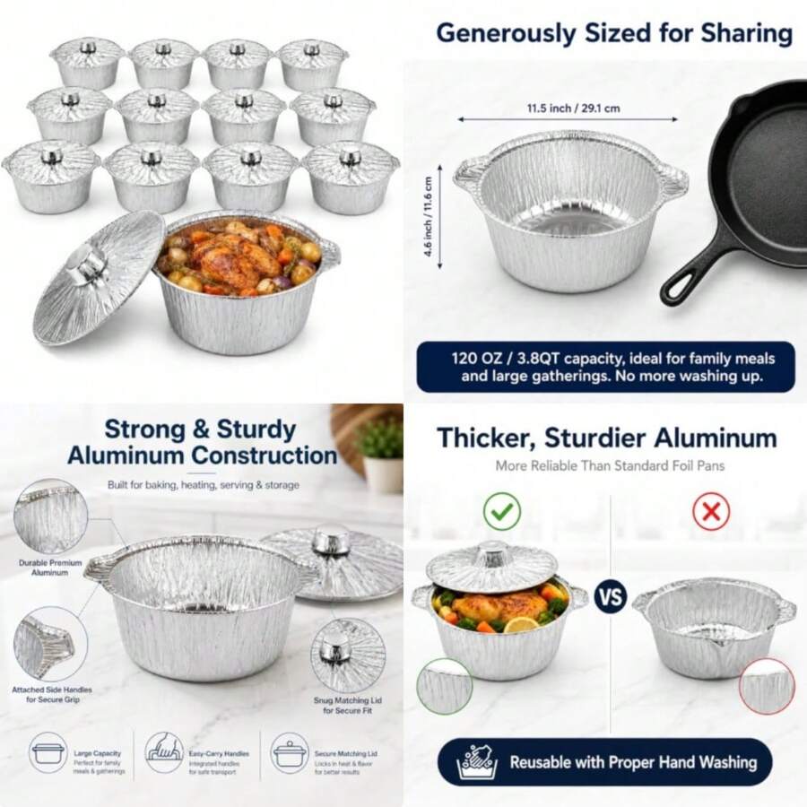 12 Pack Disposable Pot With Li - Camping Cooking Pots And Pans 评论和价格