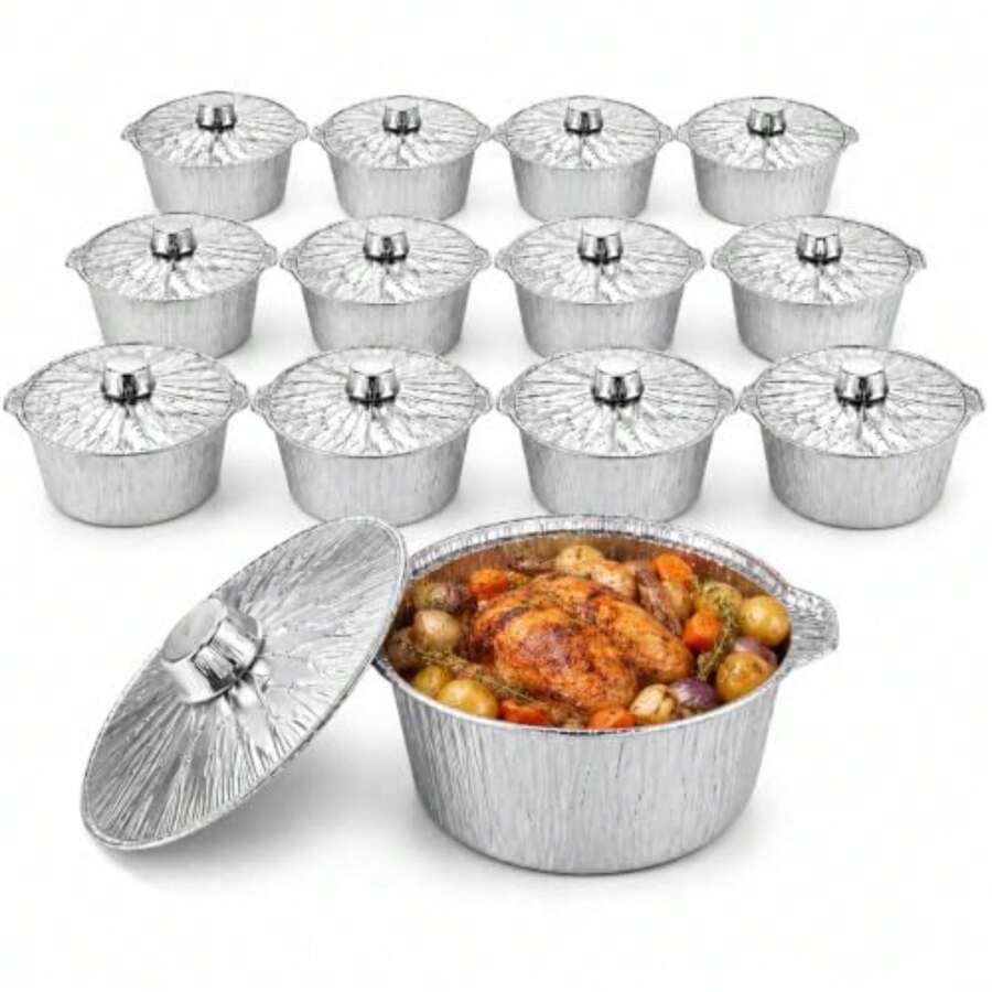 12 Pack Disposable Pot With Li - Camping Cooking Pots And Pans 评论和价格