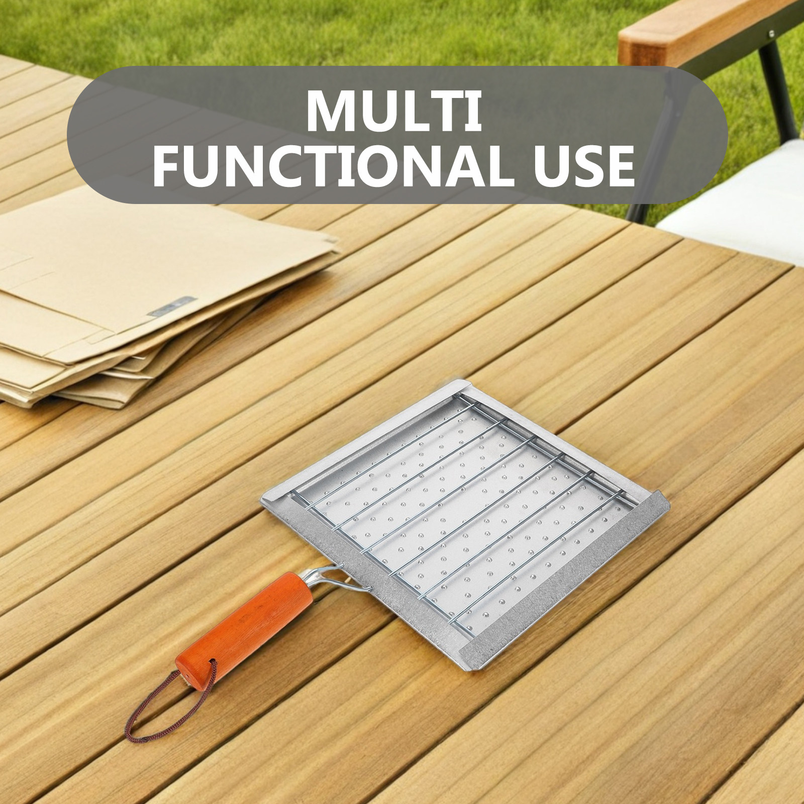 Portable Square Wooden Handle  - Camping Cooking Tray 评论和价格