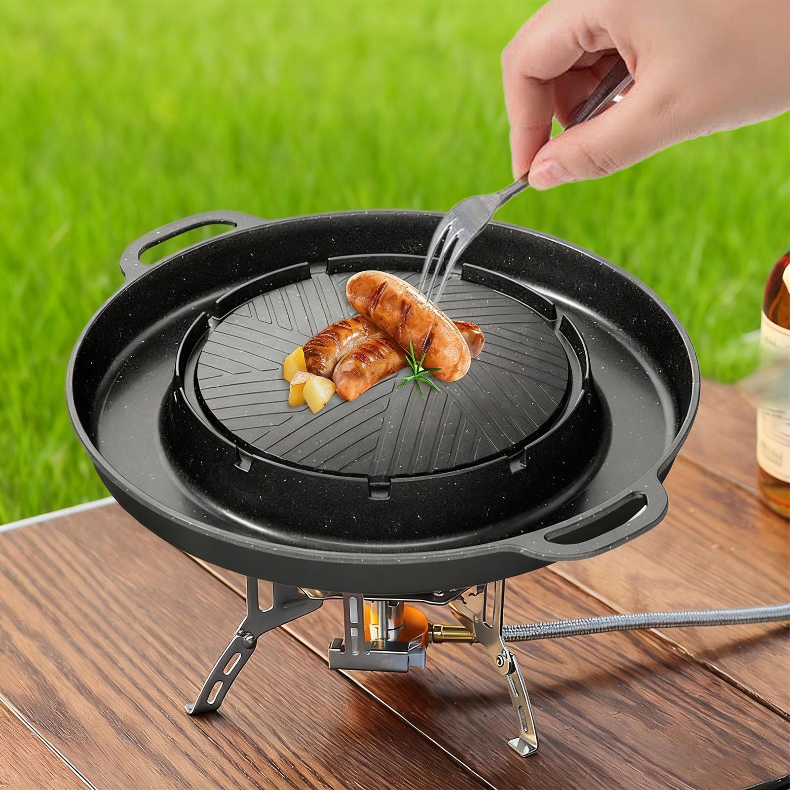 2-in-1 Grill & Hot Pan for Sto - Camping Cooking Table 评论和价格