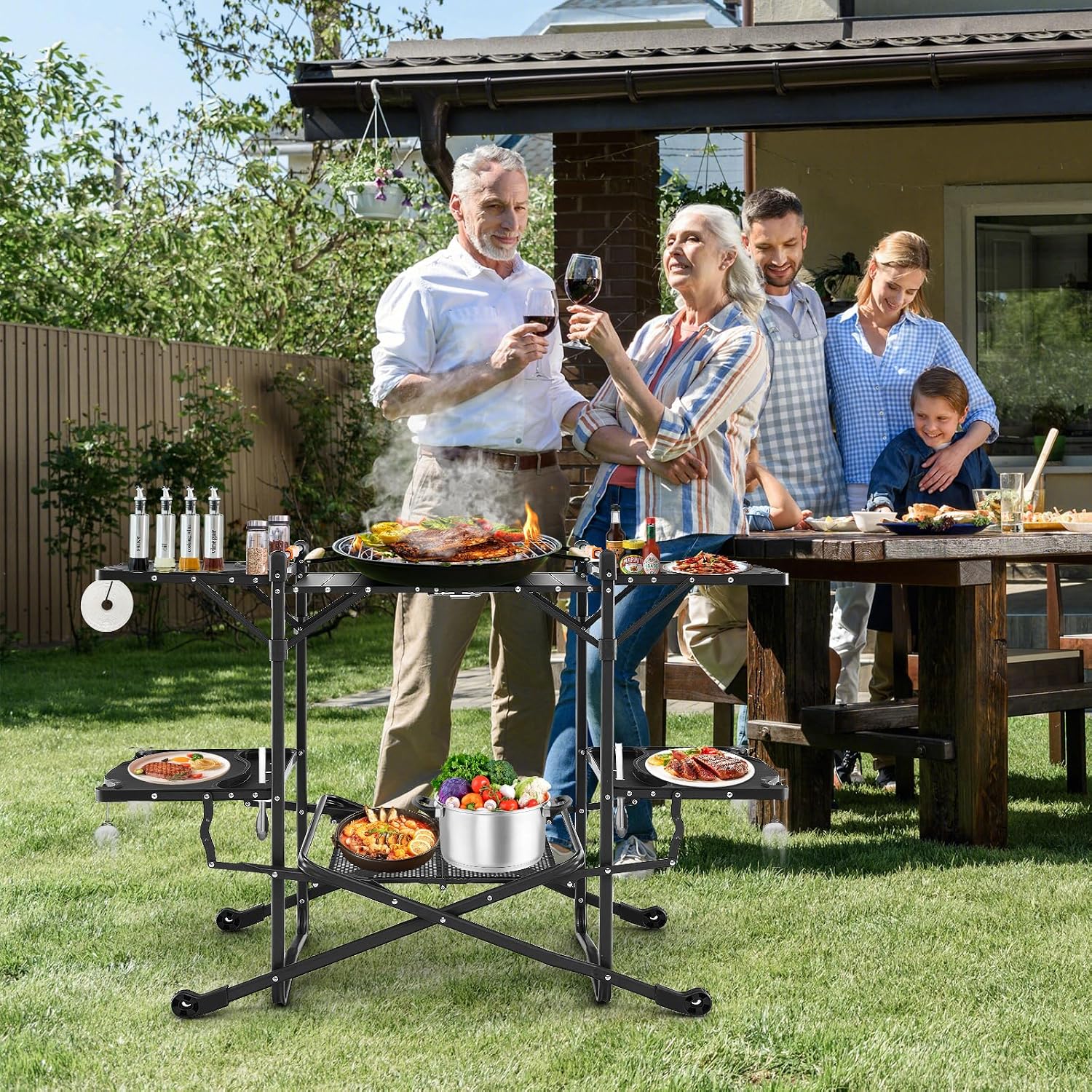 Portable Outdoor Folding Cooki - Camping Cooking Table With Storage 评论和价格