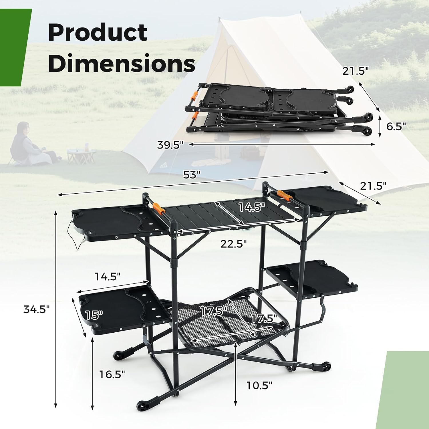 Portable Outdoor Folding Cooki - Camping Cooking Table With Storage 评论和价格