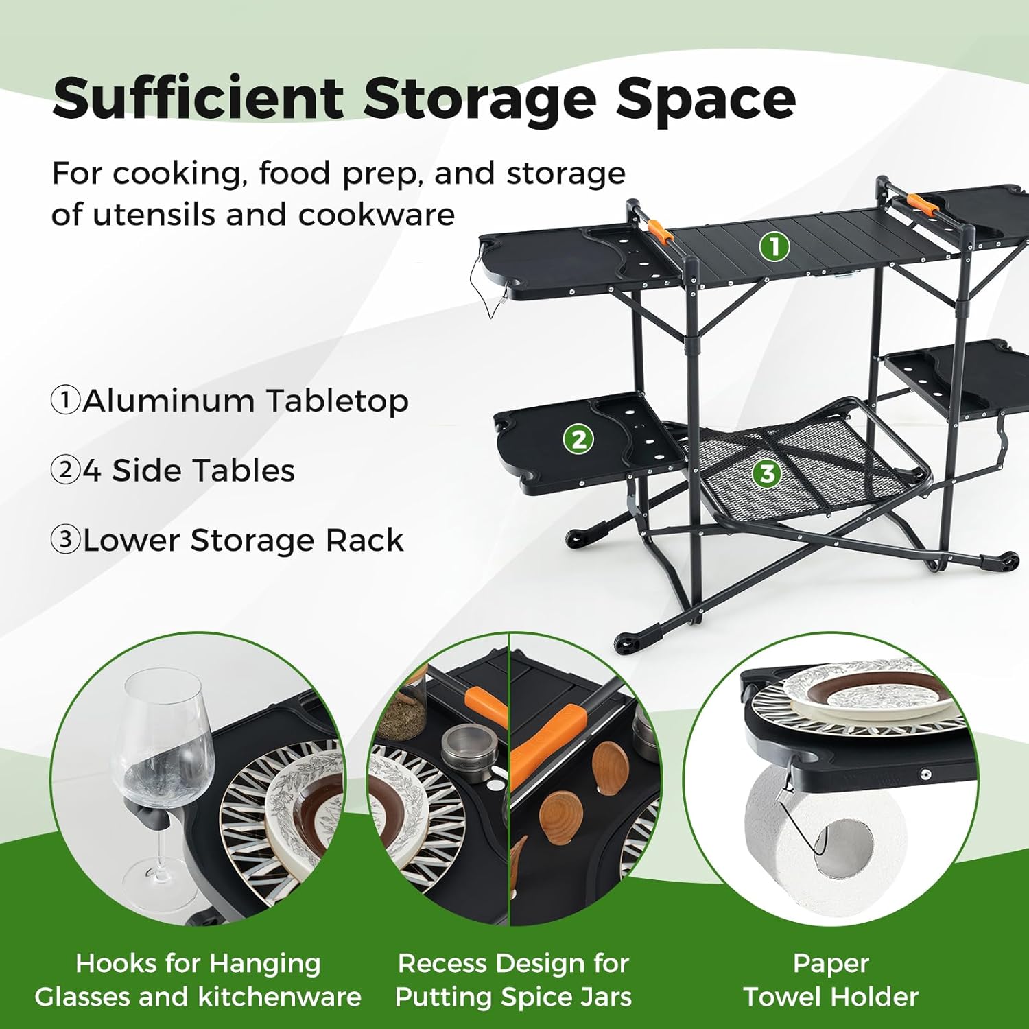 Portable Outdoor Folding Cooki - Camping Cooking Table With Storage 评论和价格