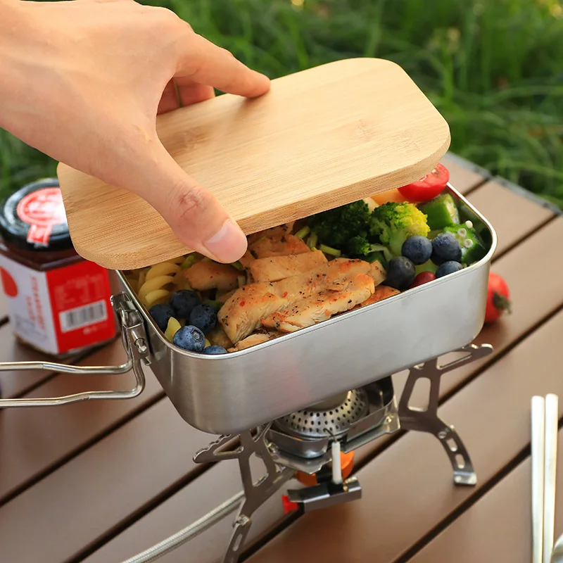 304 Stainless Steel Lunch Box  - Camping Cooking Container 评论和价格