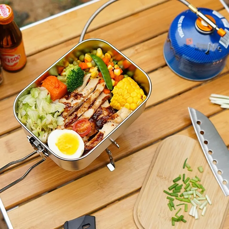 304 Stainless Steel Lunch Box  - Camping Cooking Container 评论和价格