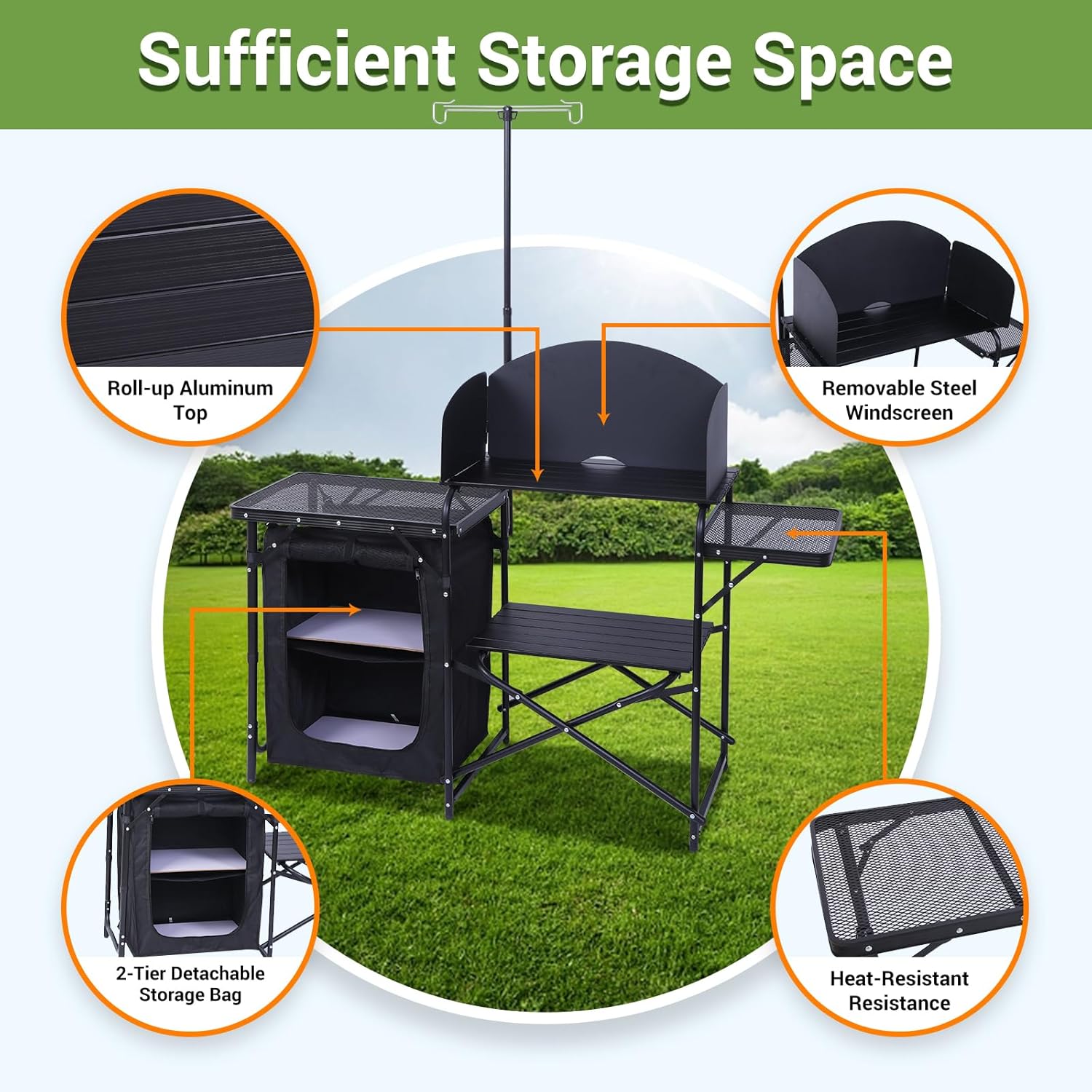 Camping Kitchen Table, Folding - Camping Cooking Table With Storage 评论和价格