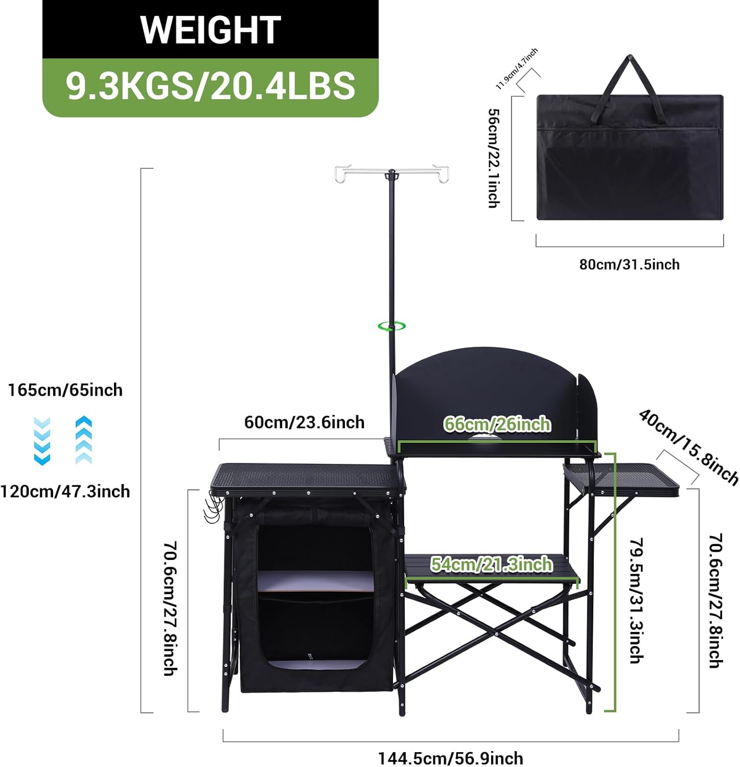 Camping Kitchen Table, Folding - Camping Cooking Table With Storage 评论和价格
