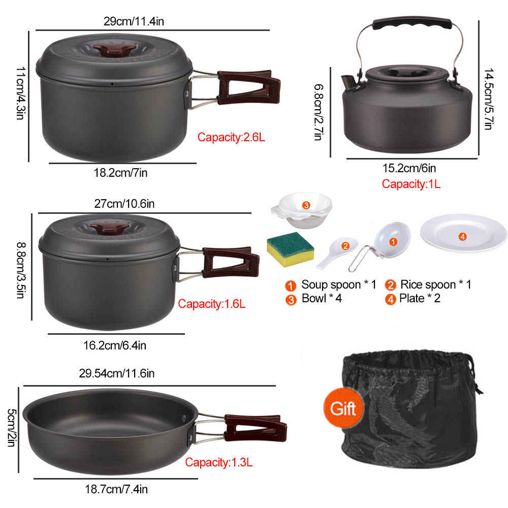 Outdoor cooking 3-4 person pic - Camping Cooking Pot Set 评论和价格