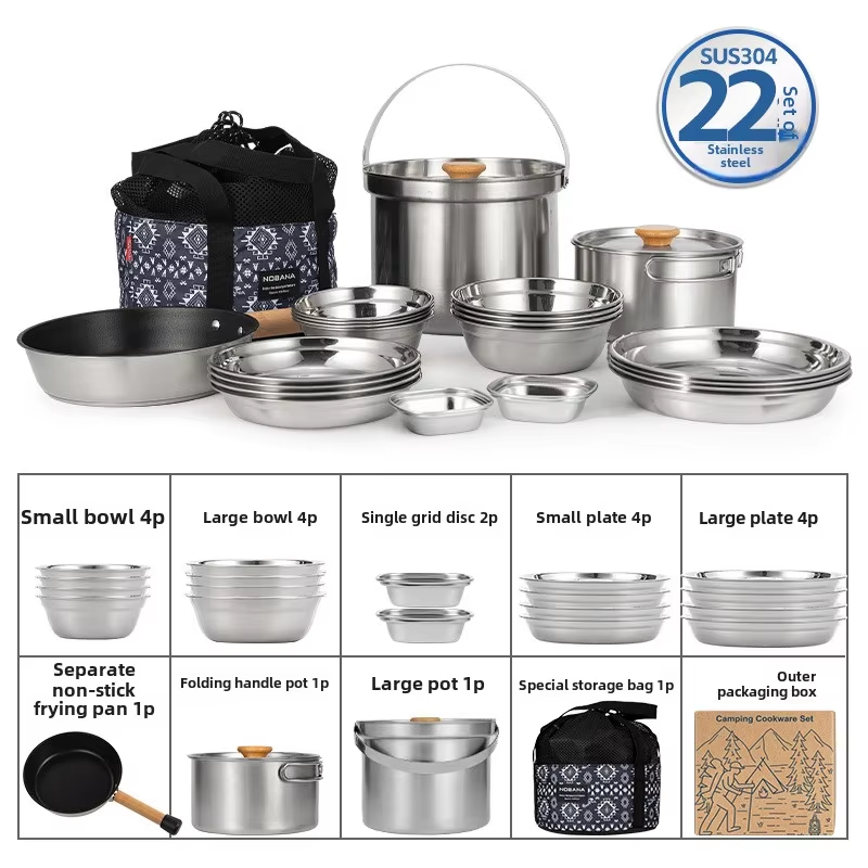 NOBANA Newest Outdoor Stainles - Camping Cooking Pot Set 评论和价格