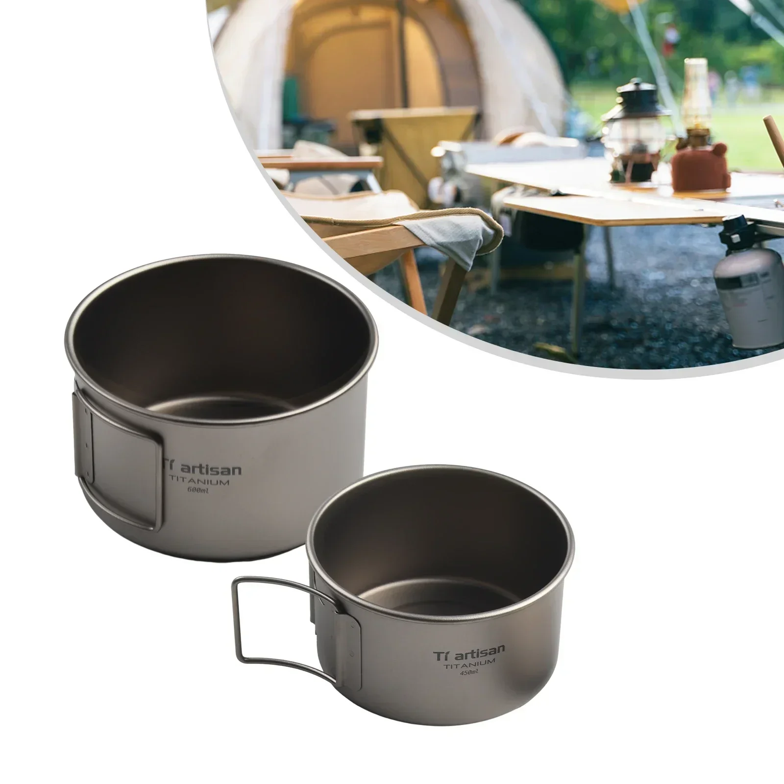 Titanium Bowl With Folding Han - Camping Cooking Container 评论和价格