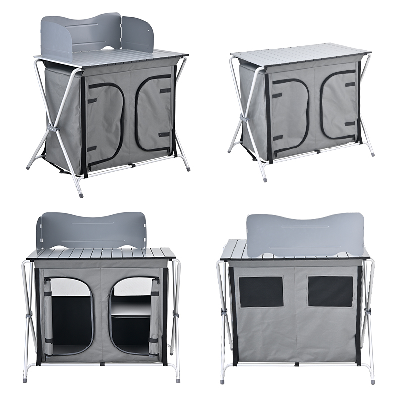 Aluminum Folding Outdoor Porta - Camping Cooking Table With Storage 评论和价格