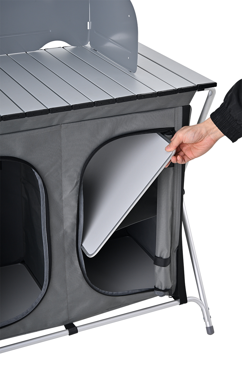Aluminum Folding Outdoor Porta - Camping Cooking Table With Storage 评论和价格