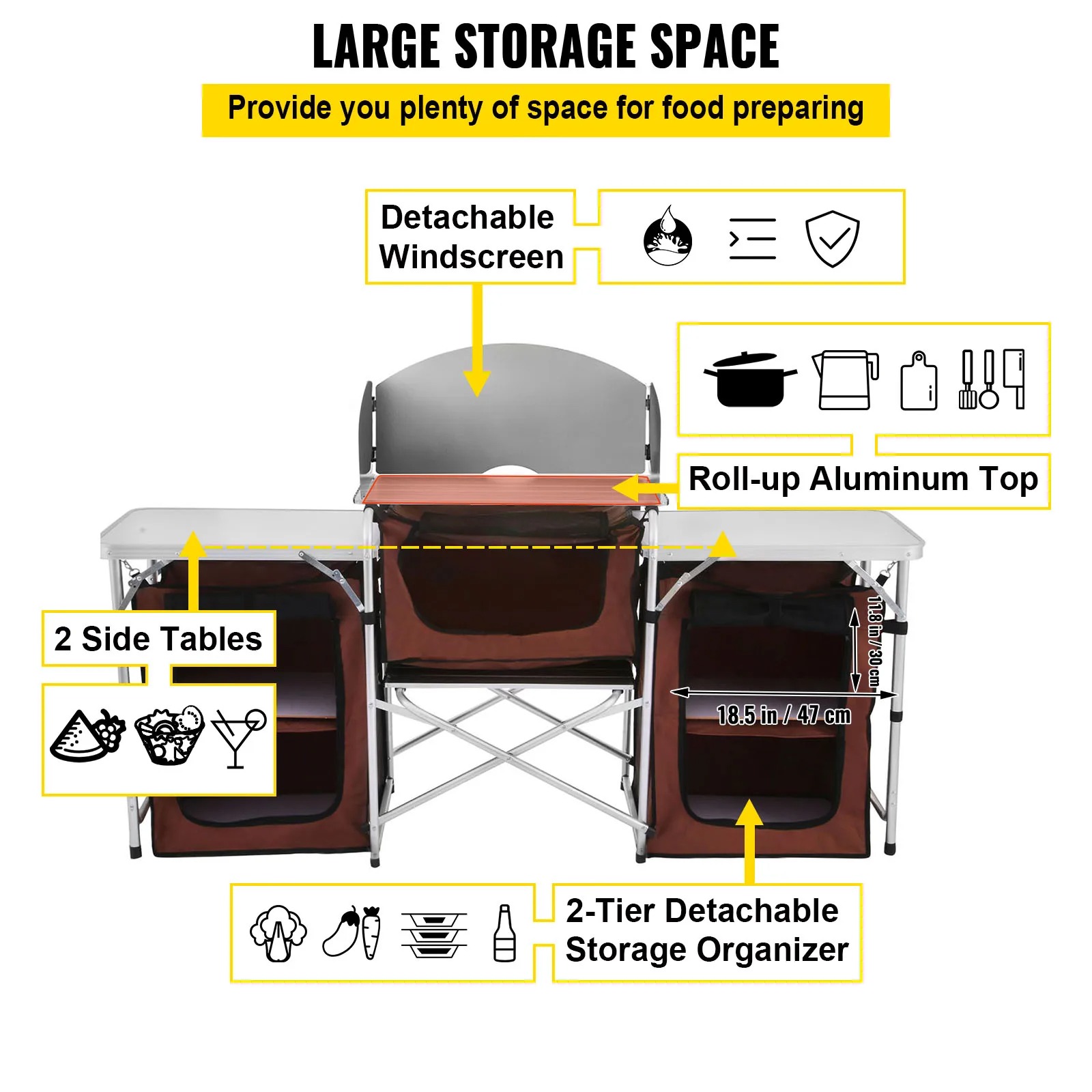 Singwinner Camping Outdoor Kit - Camping Cooking Table With Storage 评论和价格