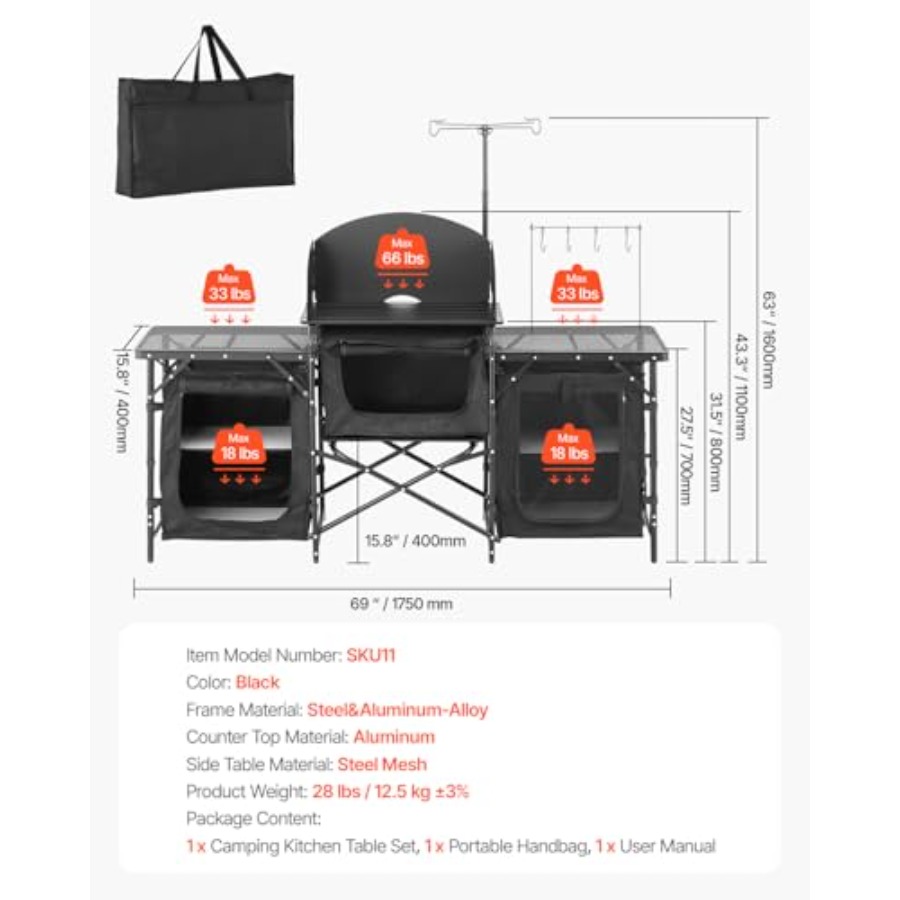 Camping Kitchen Table, Outdoor - Camping Cooking Table With Storage 评论和价格