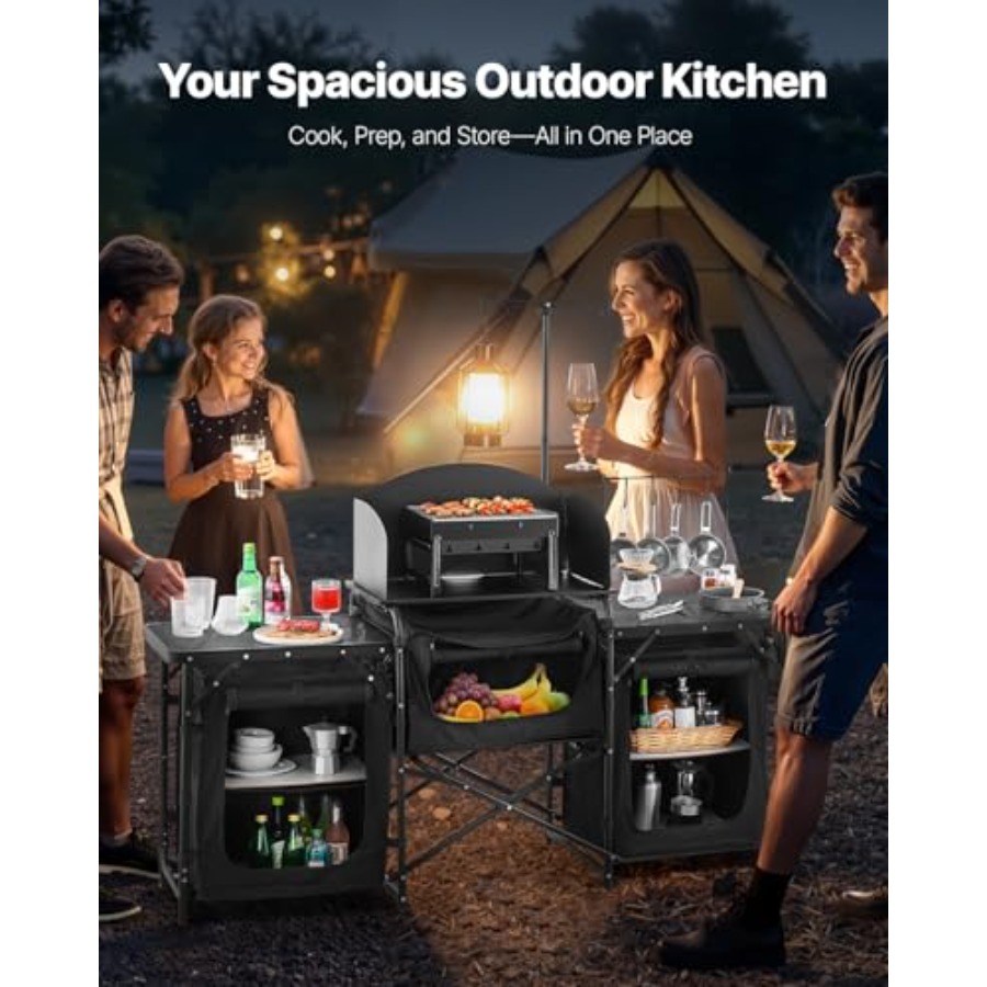 Camping Kitchen Table, Outdoor - Camping Cooking Table With Storage 评论和价格