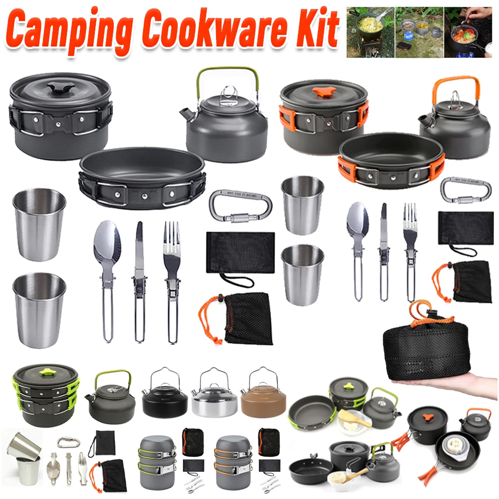 Camping Cookware Kit Kettle Po - Camping Cooking Pot Set 评论和价格