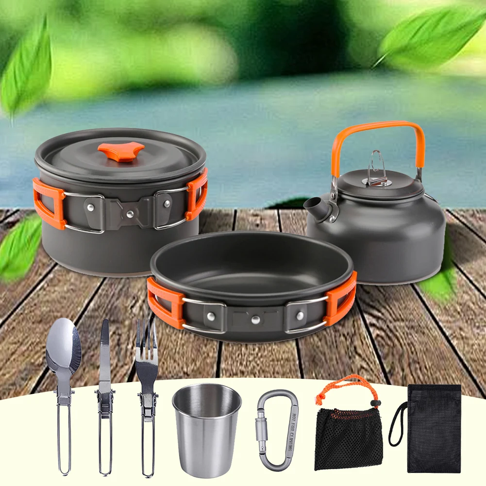 Camping Cookware Kit Kettle Po - Camping Cooking Pot Set 评论和价格