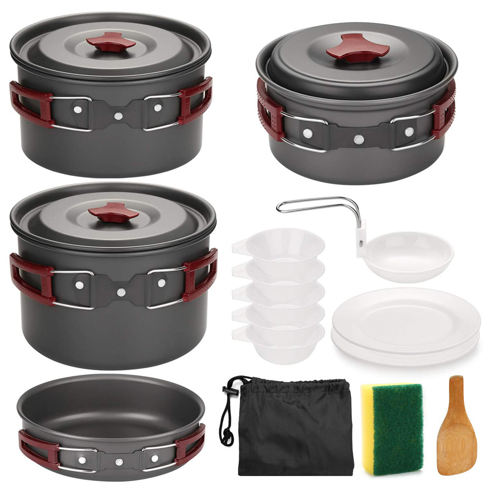 Outdoor Camping Cookware Kit N - Camping Cooking Pots And Pans 评论和价格