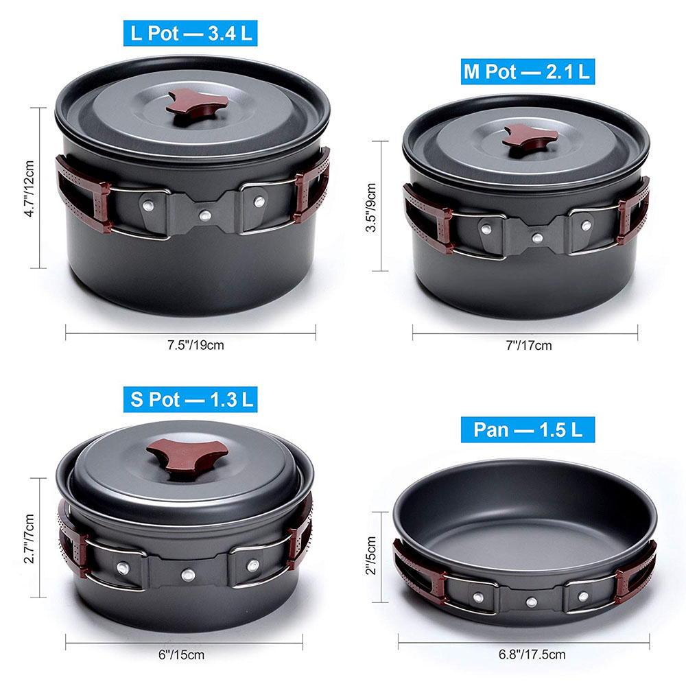Outdoor Camping Cookware Kit N - Camping Cooking Pots And Pans 评论和价格