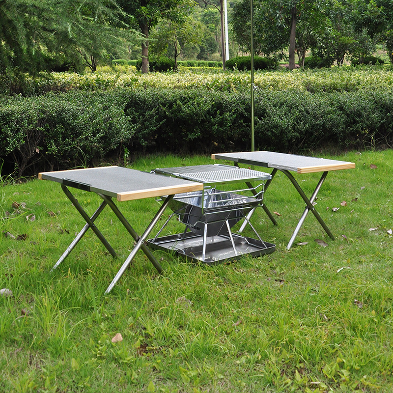 Outdoor Portable Stainless Ste - Camping Cooking Table With Storage 评论和价格