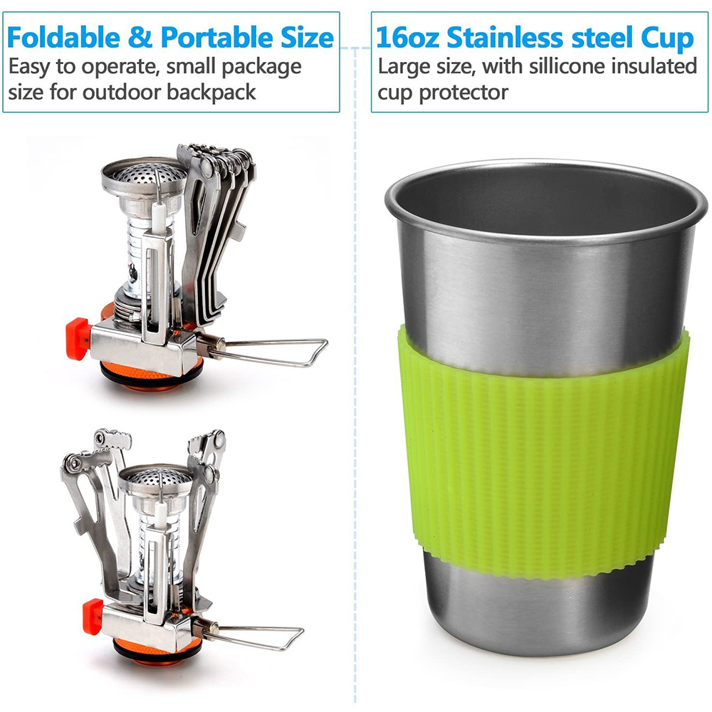 Camping Cookware Kit with Stov - Camping Cooking Pots And Pans 评论和价格